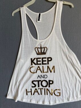 cleo White Tank Top with Black Brand Tag